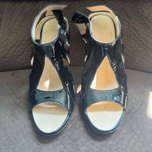 Vero Cuoio Black Patent Leather Heels Open Toe with box Size 8